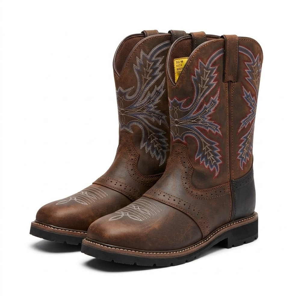 Brazos Bandero 2.0 ST Mens 10.5 D Steel Toe Western Cowboy Work Boots Leather